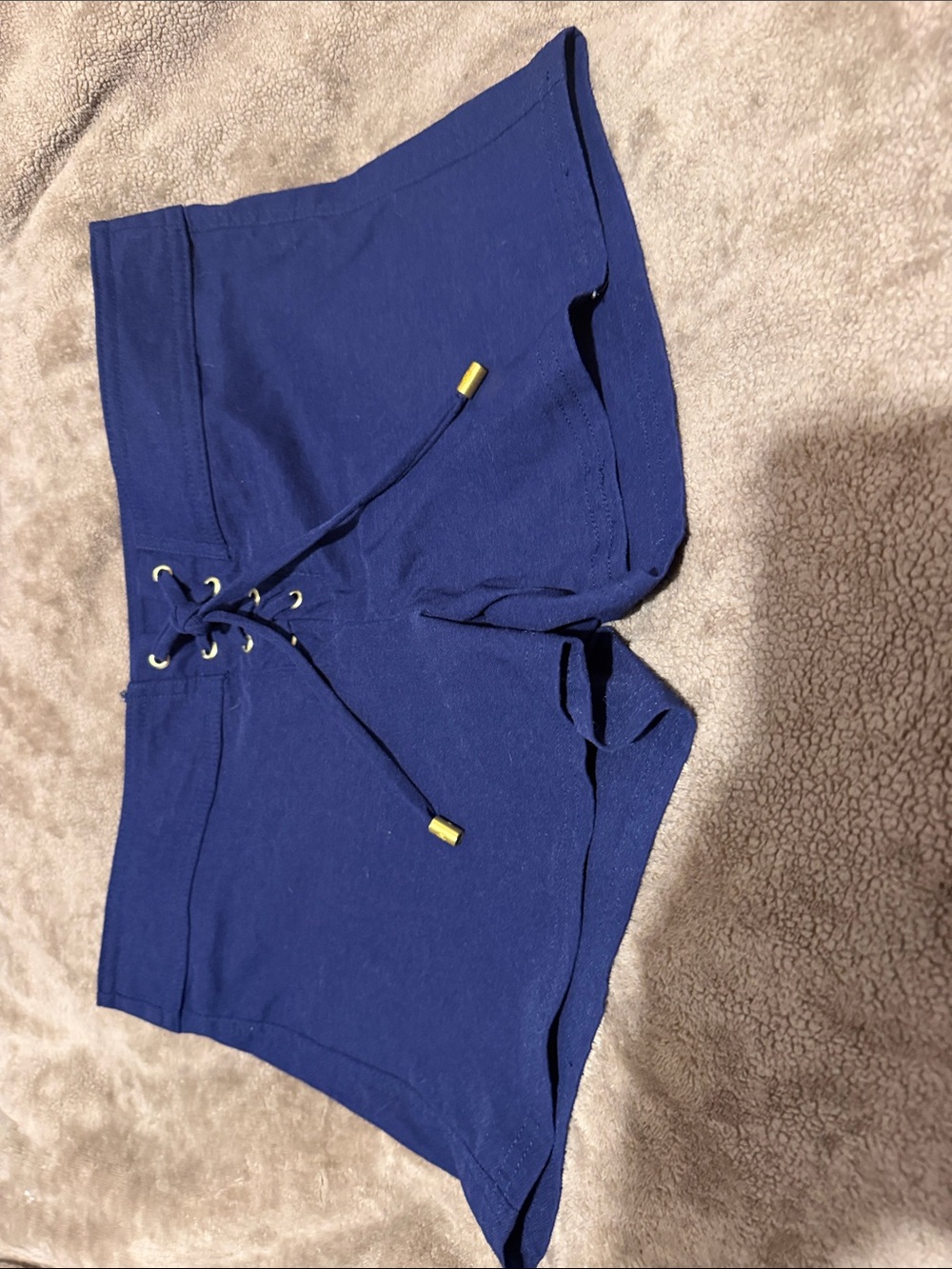 Helen Jon Lace-Up Royal Blue Athletic Lounge Shorts